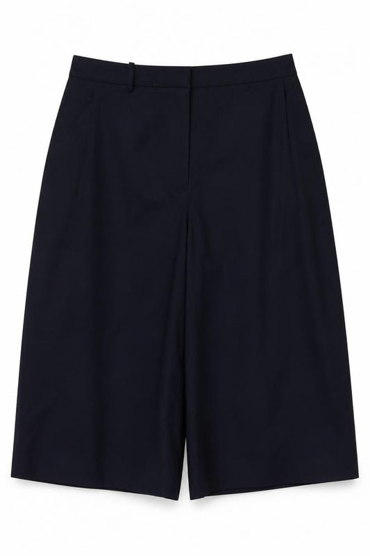 Front view of Marks & Spencer Women’s Dark Navy Wide-Leg Regular Trousers, size UK 20