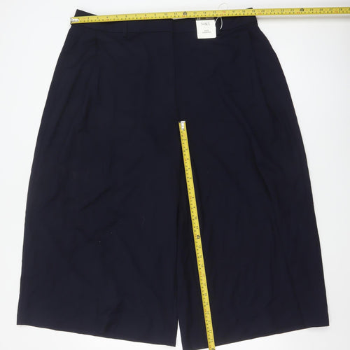 Marks and Spencer Women’s Dark Navy Wide-Leg Regular Trousers Size 20