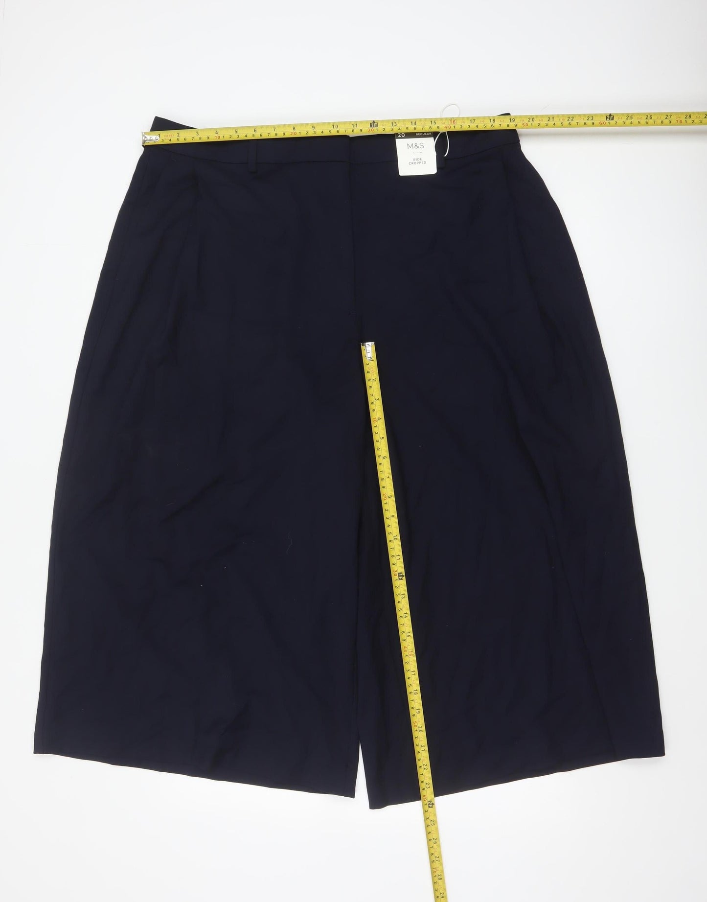 Marks and Spencer Women’s Dark Navy Wide-Leg Regular Trousers Size 20