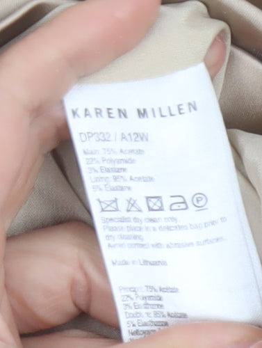 Karen Millen Women's Beige One Shoulder Peplum Sheath Dress UK 10
