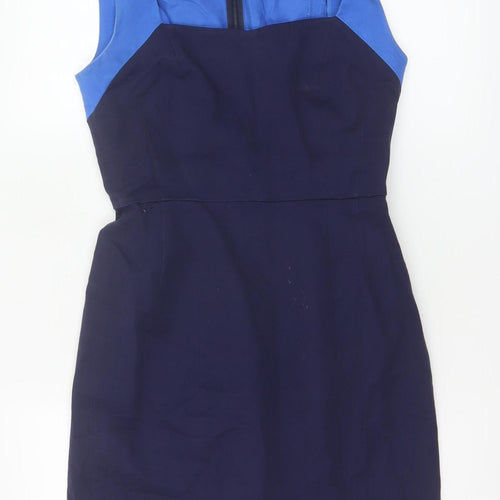 Banana Republic Women Blue Colourblock Sheath Dress Size 10 Petite