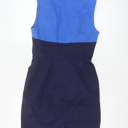 Banana Republic Women Blue Colourblock Sheath Dress Size 10 Petite
