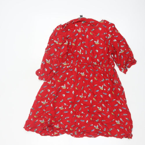 Joe Browns Women's Red Bird Print Fit & Flare Dress Size 14