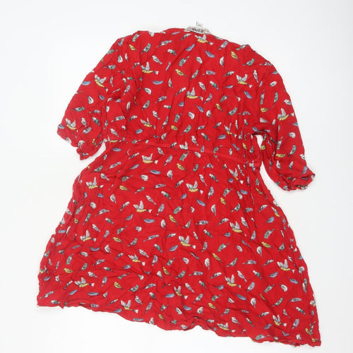 Joe Browns Women's Red Bird Print Fit & Flare Dress Size 14