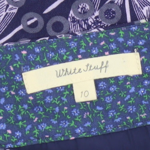 White Stuff Women's Purple Geometric Cotton Knee Length Skirt Size 10