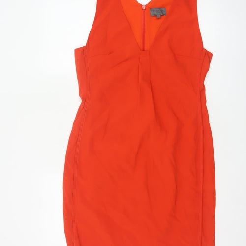 Next Women Orange Sleeveless Sheath Dress UK 10 Elegant Summer