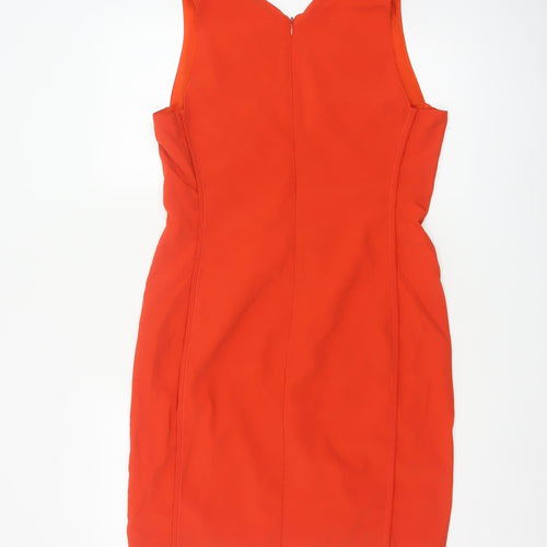 Next Women Orange Sleeveless Sheath Dress UK 10 Elegant Summer