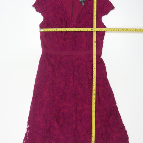 Adrianna Papell Women Purple Lace A-Line Dress Size 8
