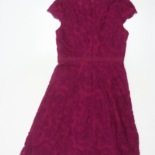 Adrianna Papell Women Purple Lace A-Line Dress Size 8
