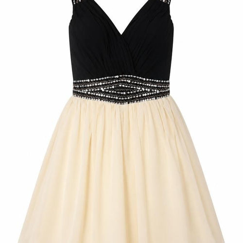 Little Mistress Women’s Black & Beige Fit & Flare Party Dress UK 8