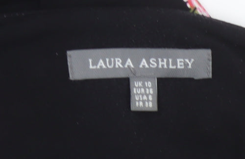 Laura Ashley Women’s Black Floral Wrap Dress Size 10 3/4 Sleeve