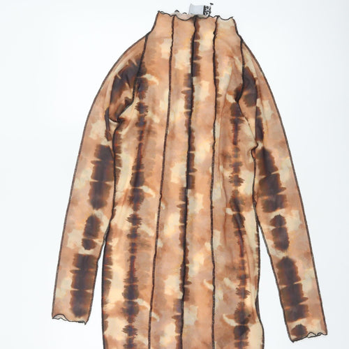 ASOS DESIGN Women's Brown Tie Dye Mesh Bodycon Mini Dress Size 8