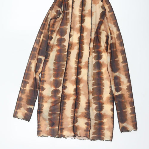 ASOS DESIGN Women's Brown Tie Dye Mesh Bodycon Mini Dress Size 8