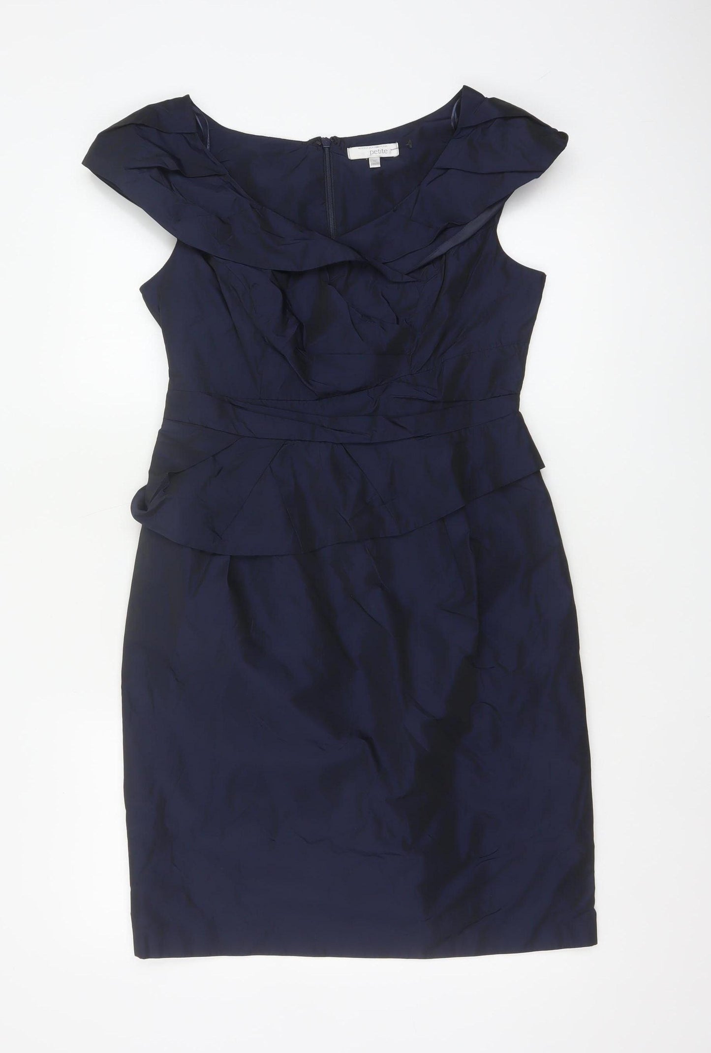 Rocha John Rocha Women Blue Size 12 Petite Ruffle Sheath Dress