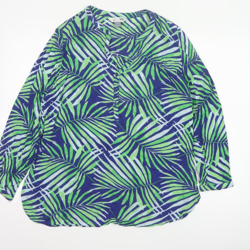 Old Navy Women's Green Blue Tropical Tunic Shirt M Viscose