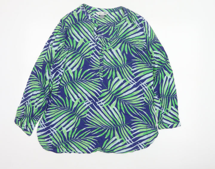 Old Navy Women's Green Blue Tropical Tunic Shirt M Viscose