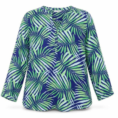Old Navy Women's Green Blue Tropical Tunic Shirt M Viscose