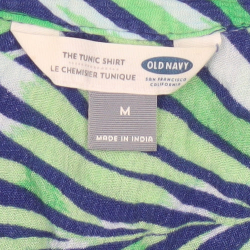 Old Navy Women's Green Blue Tropical Tunic Shirt M Viscose
