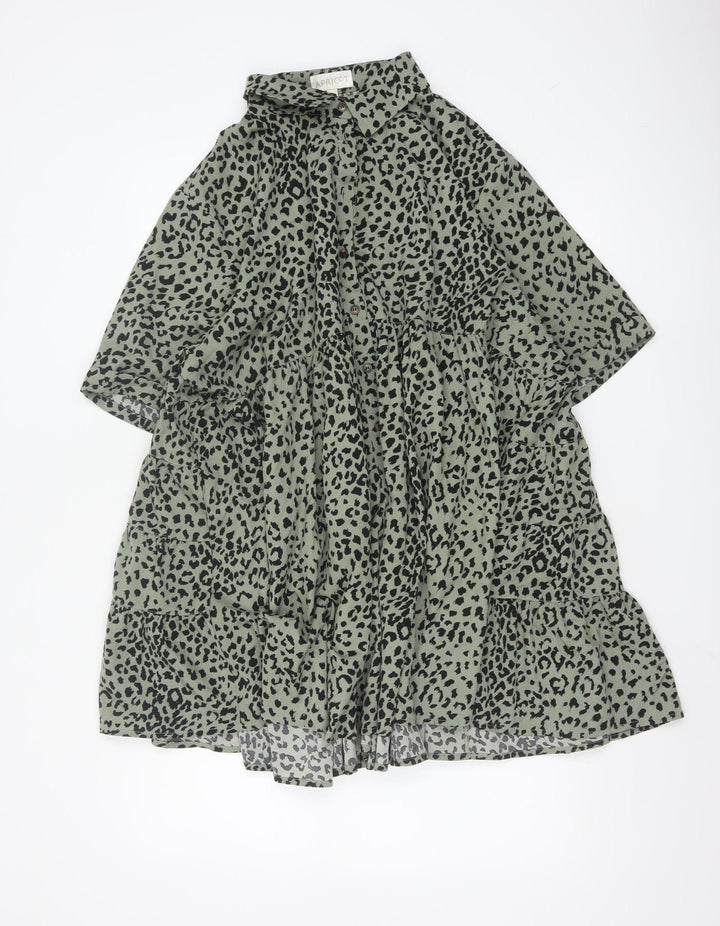 Apricot Women Green Animal Print M Shirt Dress