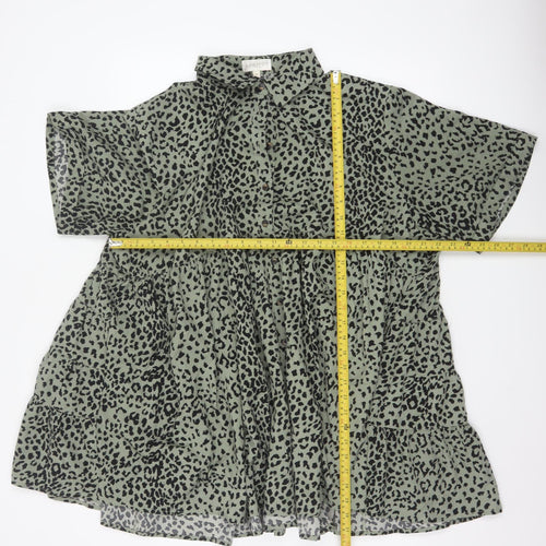 Apricot Women Green Animal Print M Shirt Dress