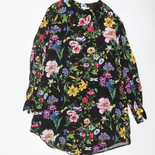 H&M Women Multicoloured Floral Viscose Shift Dress Size 8