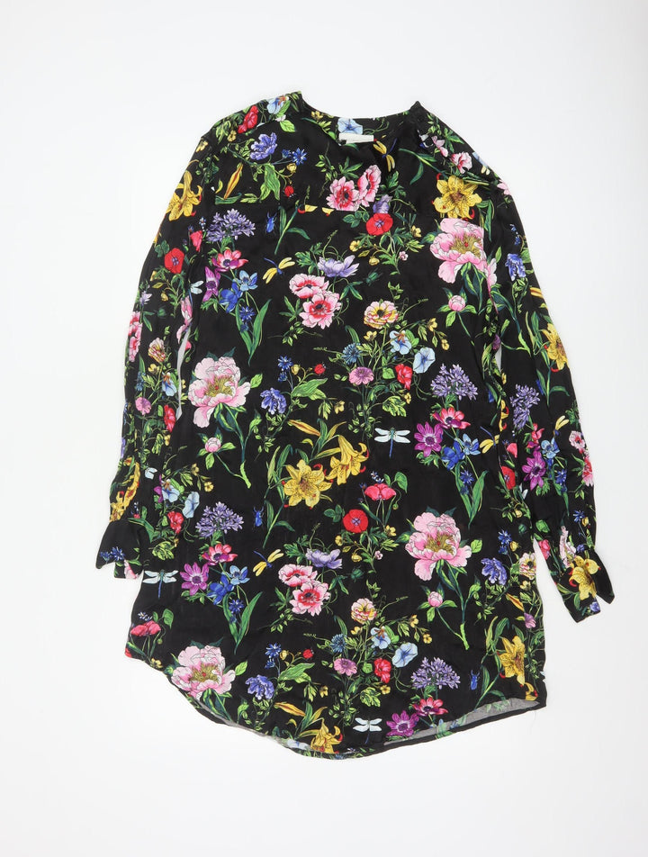H&M Women Multicoloured Floral Viscose Shift Dress Size 8