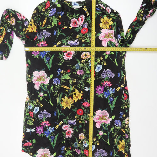H&M Women Multicoloured Floral Viscose Shift Dress Size 8