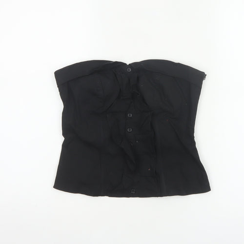 Jane Norman Women Black Strapless Ruffle Blouse Size 14