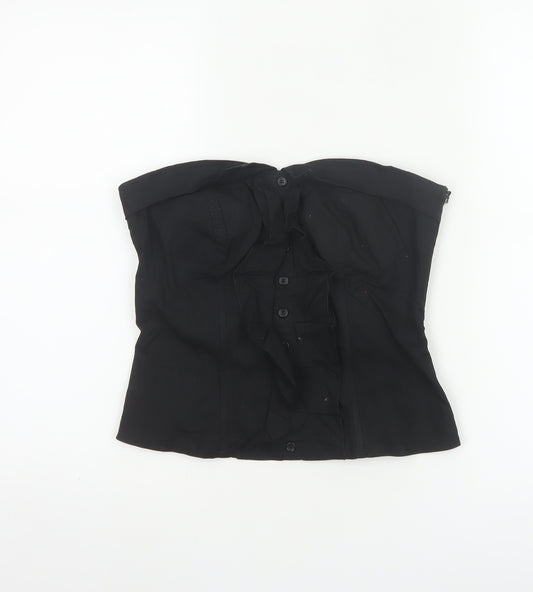 Jane Norman Women Black Strapless Ruffle Blouse Size 14