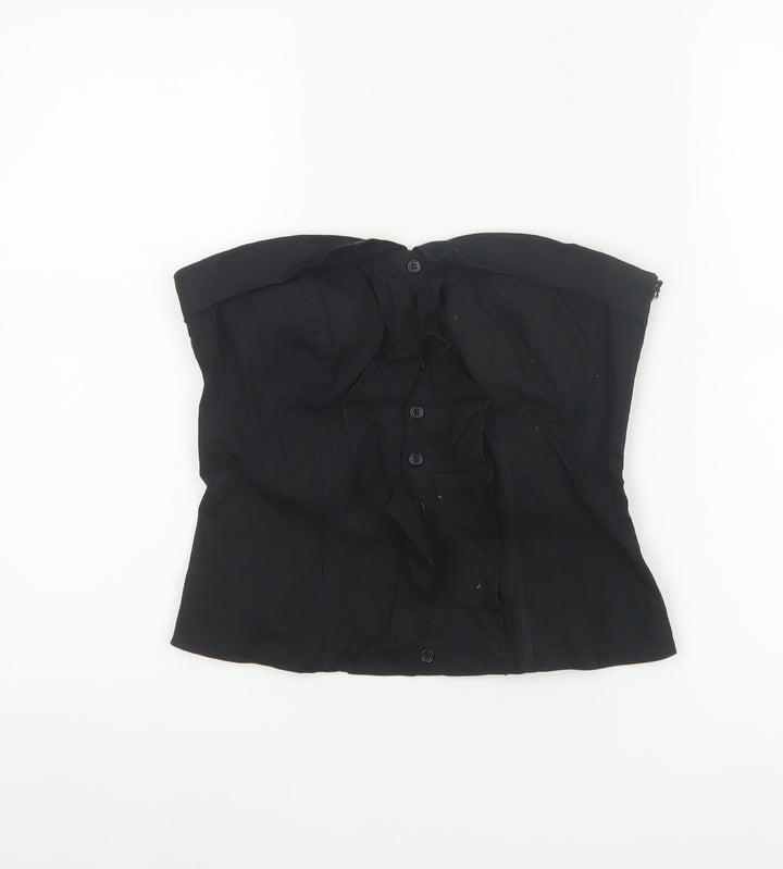 Jane Norman Women Black Strapless Ruffle Blouse Size 14