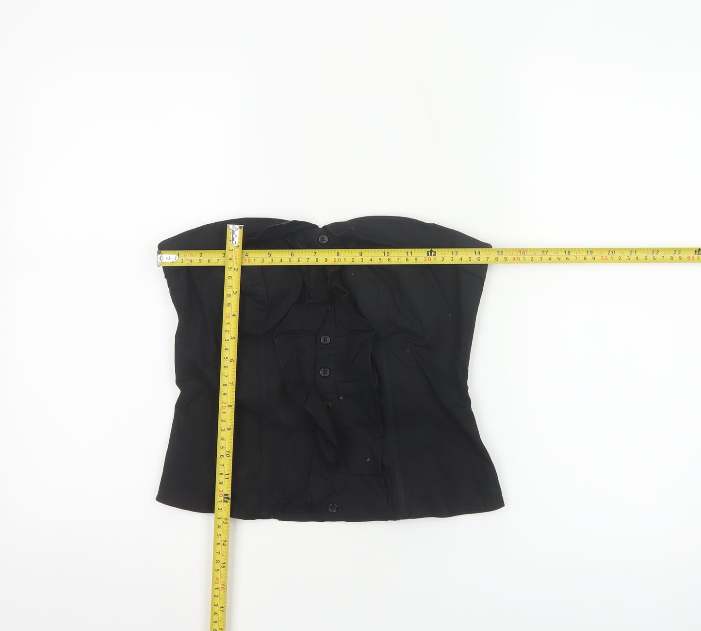 Jane Norman Women Black Strapless Ruffle Blouse Size 14