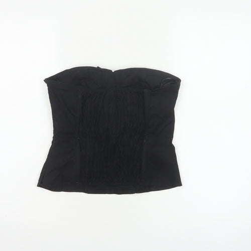 Jane Norman Women Black Strapless Ruffle Blouse Size 14