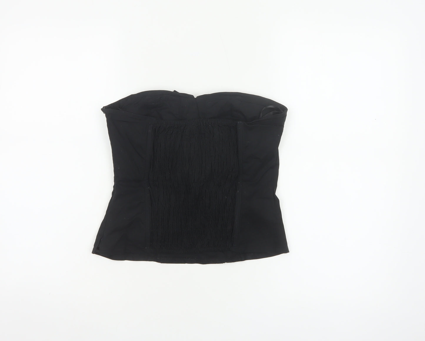 Jane Norman Women Black Strapless Ruffle Blouse Size 14