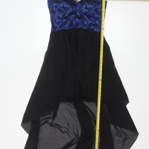 Quiz Women’s Black & Blue Lace Hi-Low Asymmetric Dress Size 14