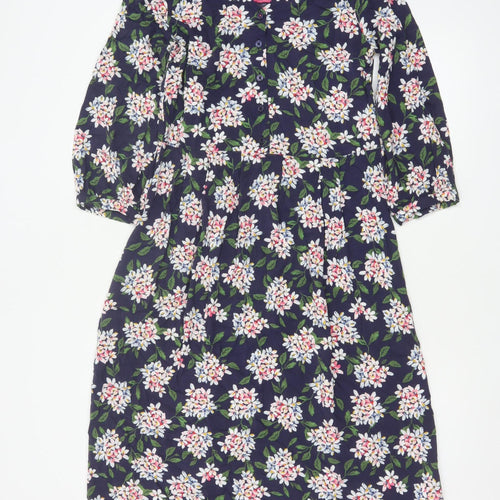 Joules Women’s Blue Floral Fit & Flare Dress Size 8 3/4 Sleeve