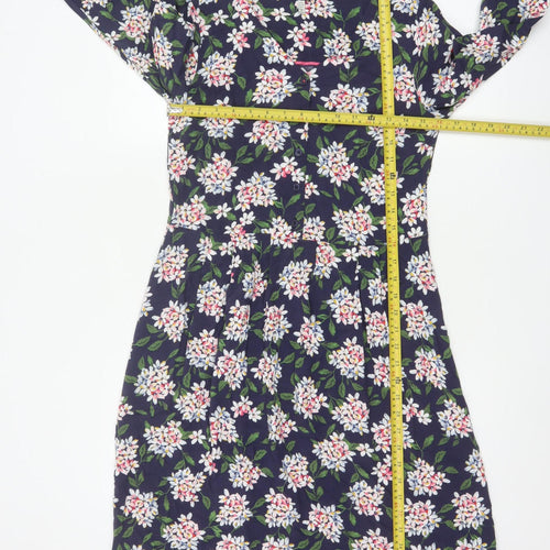 Joules Women’s Blue Floral Fit & Flare Dress Size 8 3/4 Sleeve