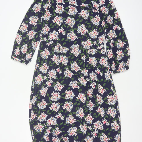 Joules Women’s Blue Floral Fit & Flare Dress Size 8 3/4 Sleeve