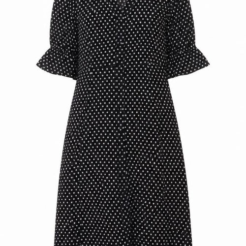 Michael Kors Women Black Polka Dot Midi Wrap Dress S