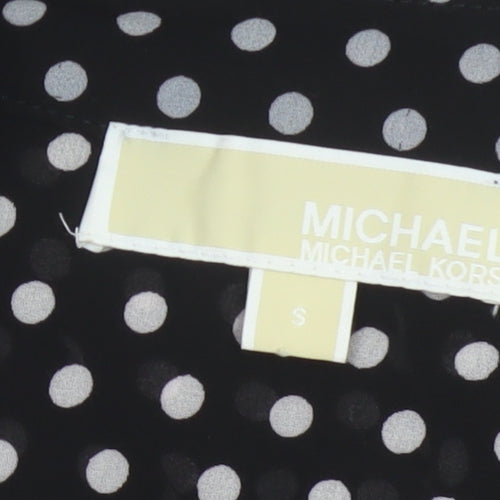 Michael Kors Women Black Polka Dot Midi Wrap Dress S