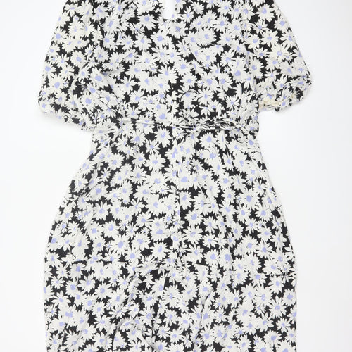 Nobody’s Child Women Black Floral A-Line Midi Dress UK 24 Viscose