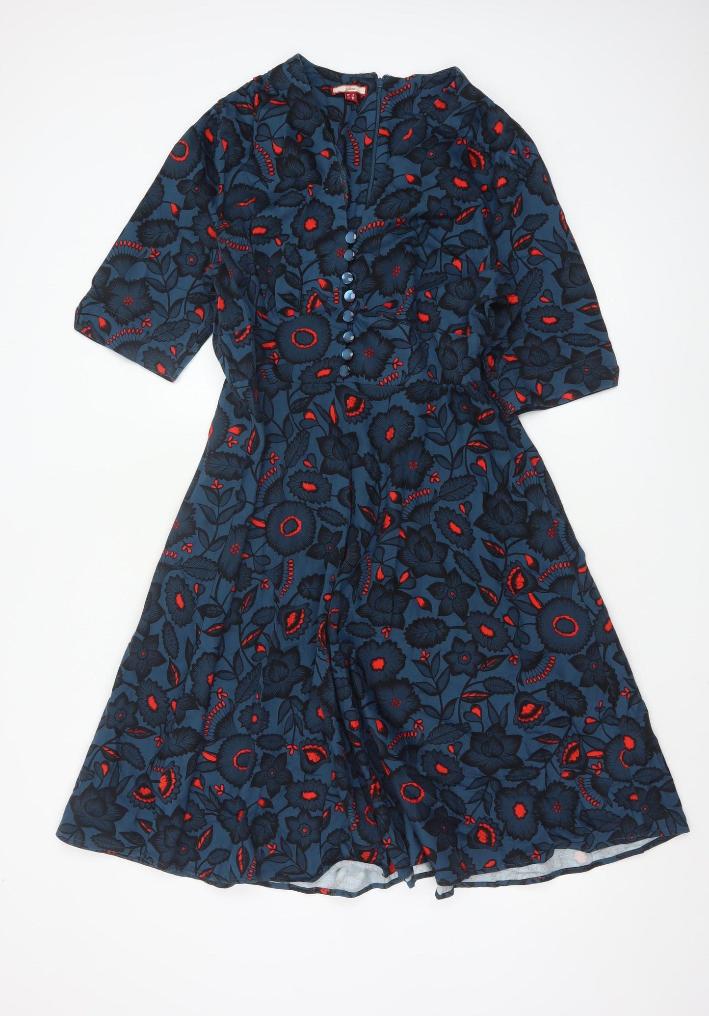 Joe Browns Women's Blue Floral A-Line Knee Length Dress Size 18