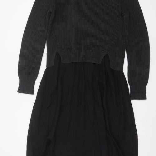 French Connection Women's Black Long Sleeve Jumper Dress Size S