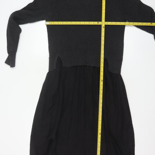 French Connection Women's Black Long Sleeve Jumper Dress Size S