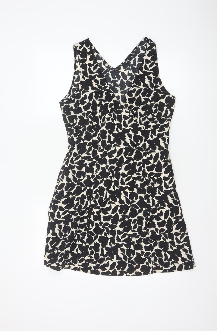 Uniqlo Women Black A-Line Sleeveless V-Neck Short Dress Size S