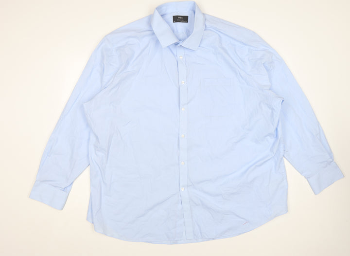 Marks and Spencer Men Blue Regular Fit Long Sleeve Dress Shirt 20in Collar