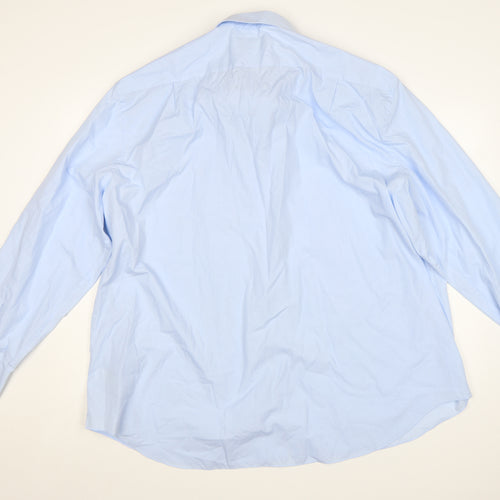 Marks and Spencer Men Blue Regular Fit Long Sleeve Dress Shirt 20in Collar