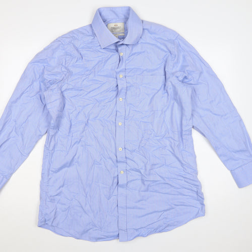 Hawes & Curtis Men's Blue Classic Fit Long Sleeve Dress Shirt 16.5/34 Cotton