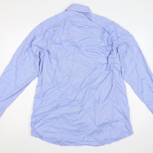 Hawes & Curtis Men's Blue Classic Fit Long Sleeve Dress Shirt 16.5/34 Cotton