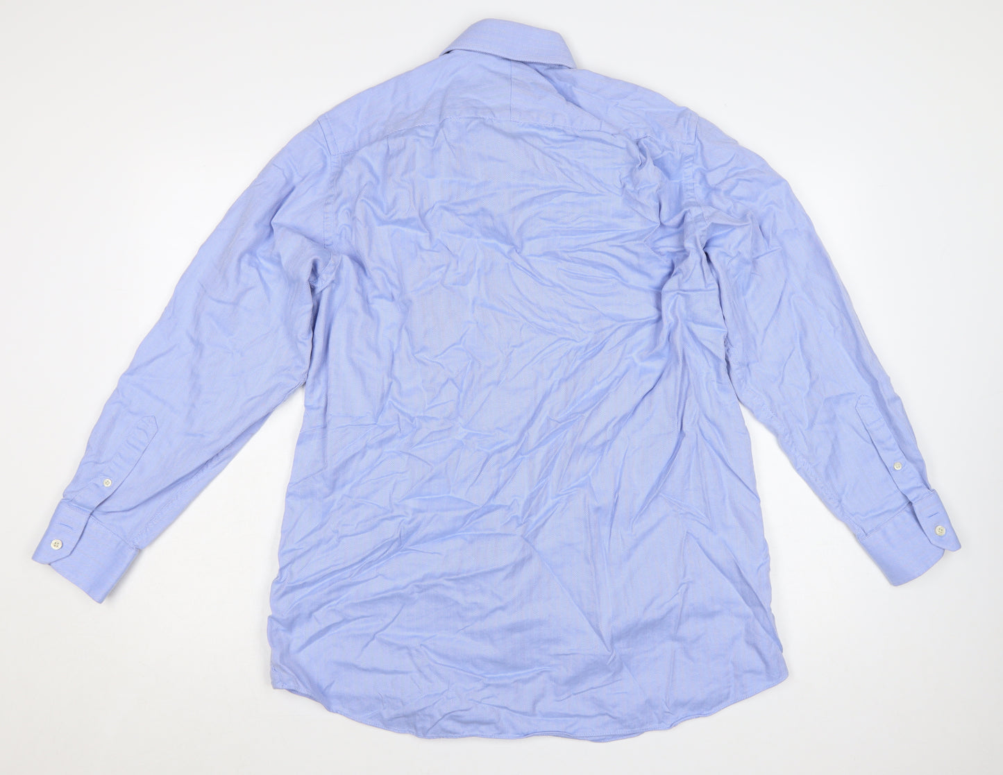 Hawes & Curtis Men's Blue Classic Fit Long Sleeve Dress Shirt 16.5/34 Cotton