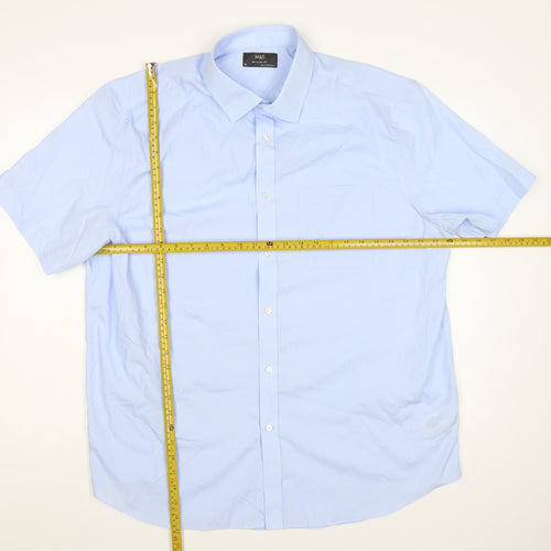 Marks and Spencer Men's Blue Regular Fit 18in Short Sleeve Dress Shirt